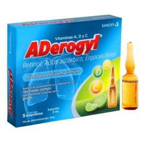 Aderogyl Vitaminas A, C Y D Fortalece El Sistema Inmune, , 5 Ampolletas De 3 Ml, 7501165003040