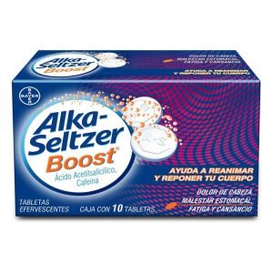 Alka-Seltzer Boost, Bicarbonato de sodio 1.976 g, ácido cítrico 1.000 g, ácido acetilsalicilico 0.324 g, 10 Tabletas, 7501008497593