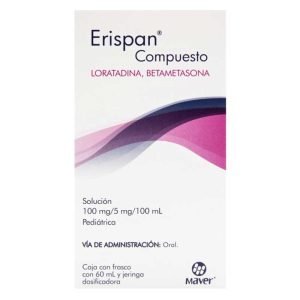 ERISPAN COMPUESTO, Betametasona 5 mg, Loratadina 100 mg, Solucion 60 ml, 7502009744129