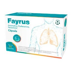 FAYRUS, Amantadina 50 mg, Clorfenamina 3 mg, Paracetamol 300 mg, Capsulas c/24, 7501537103026