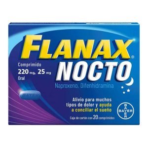 Flanax Nocto, Naproxeno 220 mg / Difenhidramina 25 mg, 20 comprimidos, 7501008499092