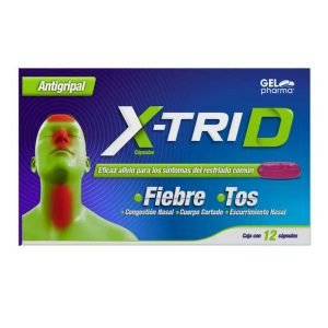 X-TRI D, Clorfenamina 2 mg, Dextrometorfano 15 mg, Fenilefrina 5 mg, Paracetamol 250 mg, Capsulas c/12, 7502227427392