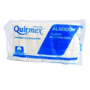 ALGODON ABSORBENTE PLISADO QUIRMEX, Algodon, Bolsa 25 g, 7503003406310