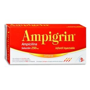 AMPIGRIN INFANTIL C/JERINGAS, Ampicilina 250 mg, Solucion Inyectable c/3, 780083140939