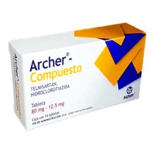 ARCHER-COMPUESTO, Hidroclorotiazida 12.5 mg, Telmisartan 80 mg, Tabletas c/14, 7502009746376