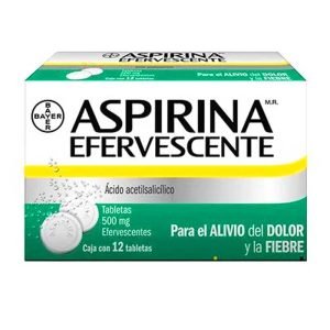 ASPIRINA, Acido Acetilsalicilico 500 mg, Tabletas Efervescentes c/12, 7501008496701