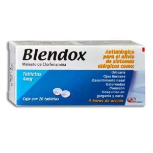 BLENDOX, Clorfenamina 4 mg, Tabletas c/20, 7501825300137