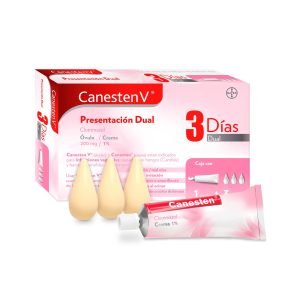 Canesten V Dual, Suave, 3 Óvulos 200 Mg Crema 1% 3 Días, 7501318645295