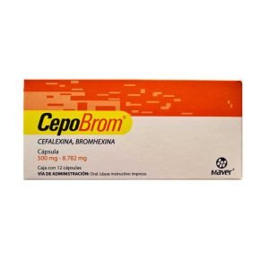 CEPOBROM, Bromhexina 8.782 mg, Cefalexina 500 mg, Capsulas c/12, 7502009741289