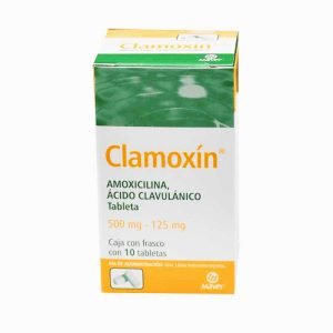 Clamoxin, Acido Clavulanico 125 mg, Amoxicilina 500 mg, Tabletas c/10, 7502009740992