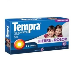 Tempra, Paracetamol 80 Mg, 30 Tabletas Masticables, 7501095452178