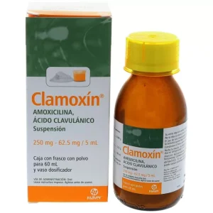 CLAMOXIN 250/62.5MG, Acido Clavulanico 62.5 mg, Amoxicilina 250 mg, Suspension 60 ml, 7502009740213