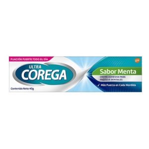 Corega Ultra, Crema adhesiva para protesis dentales sabor menta, 40 G, 7896009400148